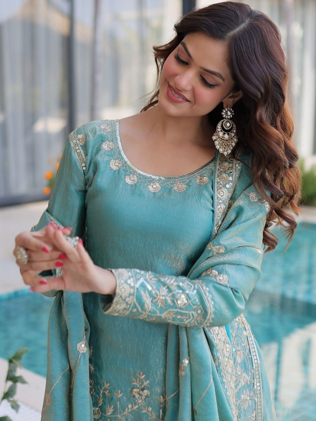 SEQUENCEHOLIC Women Embroidered Kurta with Trousers & Dupatta | Ethnic Kurta Set